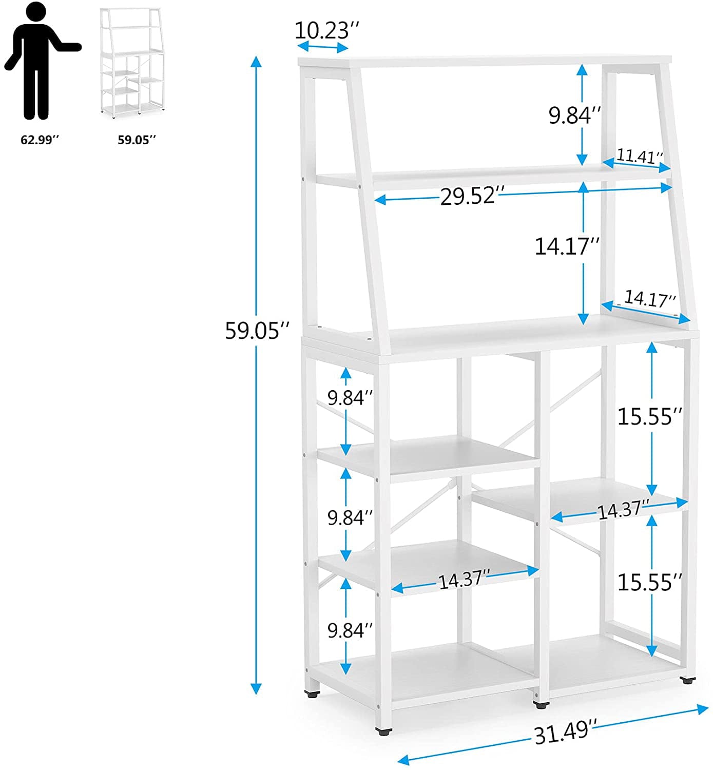 Tribesigns Kitchen Baker’s Rack with Storage Shelves， 8-Tier Microwave Oven Stand Coffee Bar with Hutch， Utility Storage Shelf Standing Spice Rack for Home Kitchen