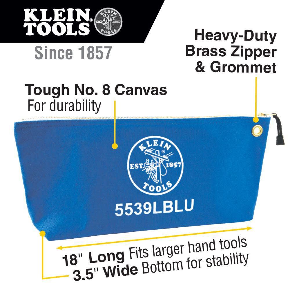 Klein Tools Canvas Tool Bag with Zipper Blue 5539LBLU from Klein Tools