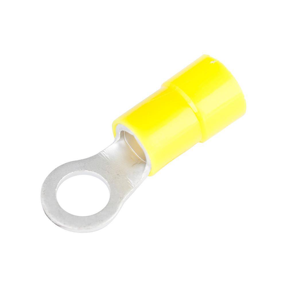 Gardner Bender 4 AWG 38 in. Stud Size Vinyl-Insulated Ring Terminals in Yellow (4-Pack) 15-098