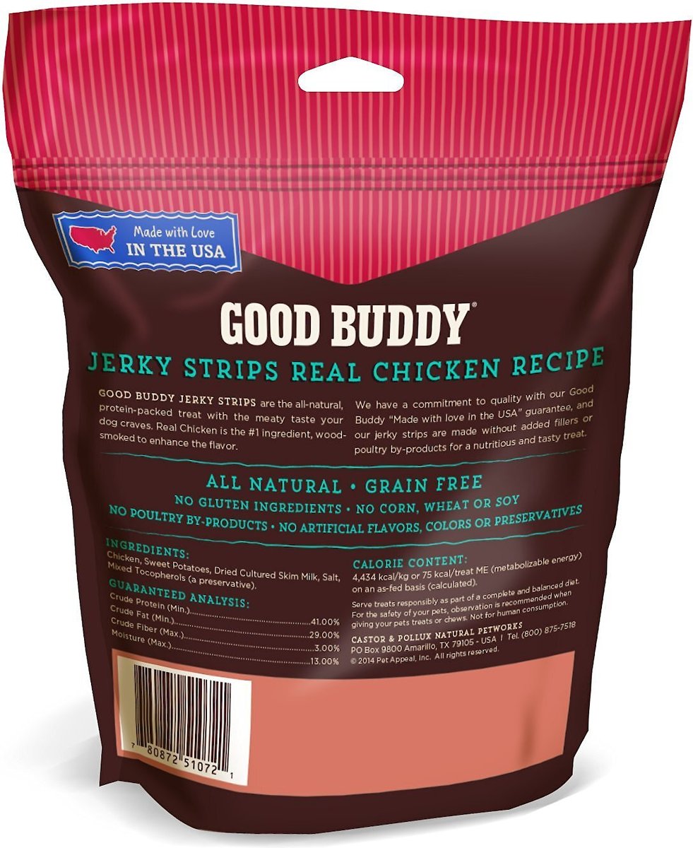 Castor and Pollux Good Buddy Jerky Strips Real Chicken Recipe Grain-Free Dog Treats