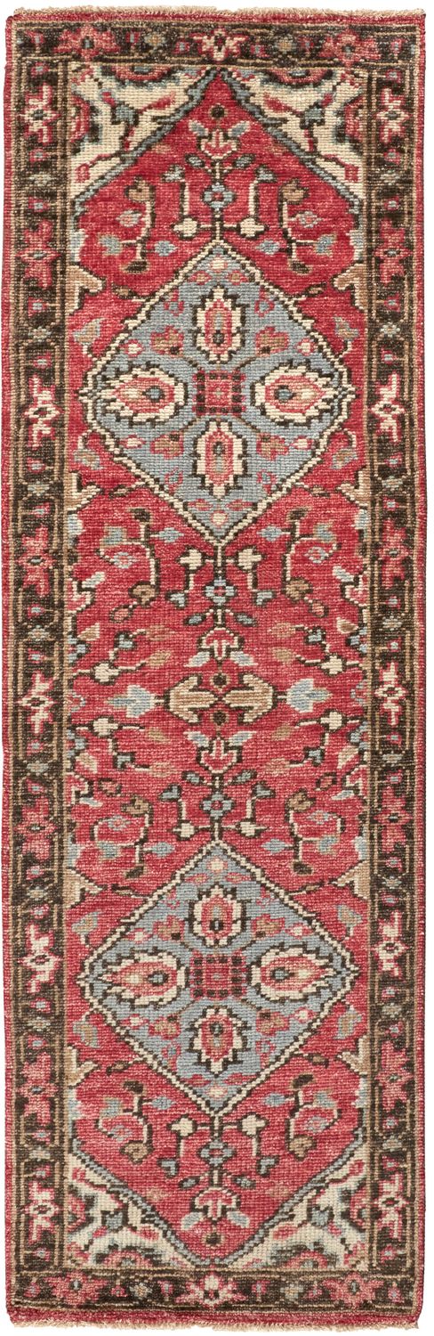 Bashyr Hand Knotted Red and Gray Rug by BD Fine