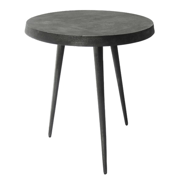 23 Inch Round Modern Minimalist Metal Side Table with Tripod Base， Charcoal Black - 18.75 L x 18.75 W x 22.5 H Inches