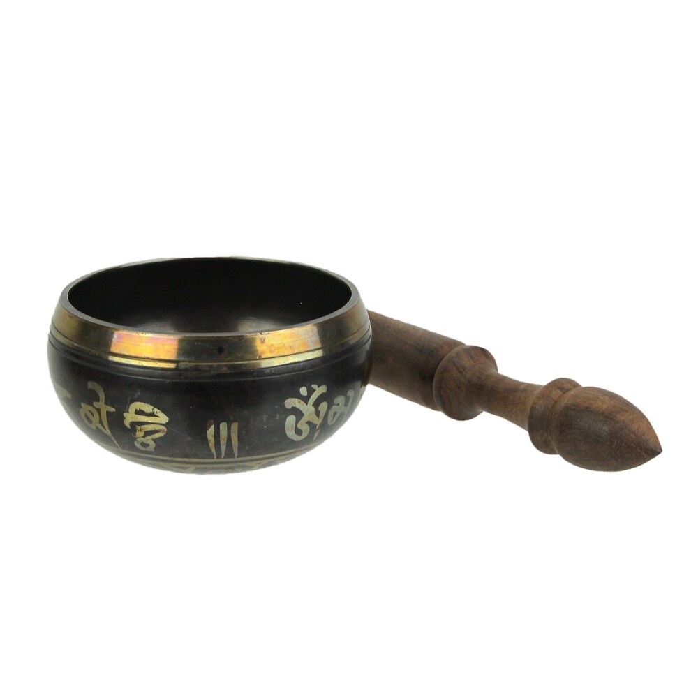 Brass Tibetan Meditation Singing Bowl With Wooden Mallet 4 Inch   2.25 X 4 X 4 inches