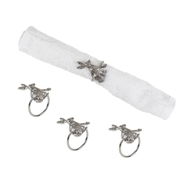 C amp f Home Charcoal Rabbit Napkin Ring Set Of 4