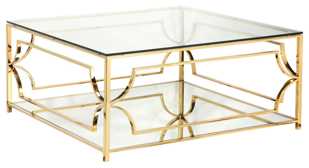 Z Edward Square Coffee Table Gold   Coffee Tables   by Pangea Home  Houzz