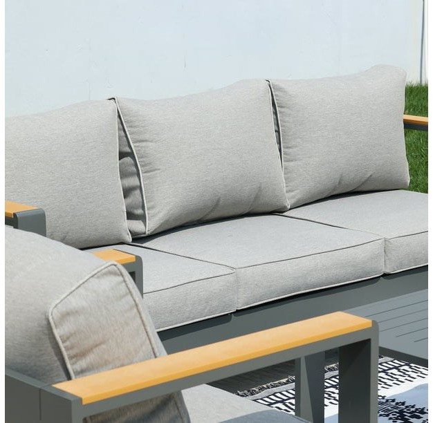 Aoodor Patio Furniture 3 Seater Aluminum Sofa Couch Deep Seat