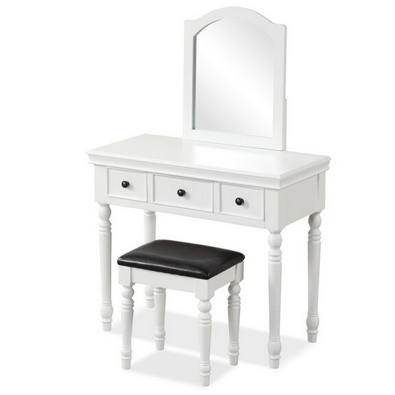 Costway Makeup Vanity Table and Stool Set with Det...