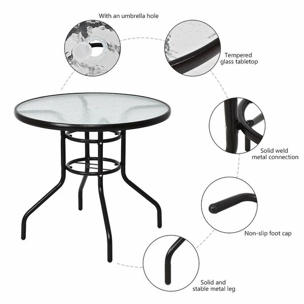 Patio Round Table Steel Frame Dining Table