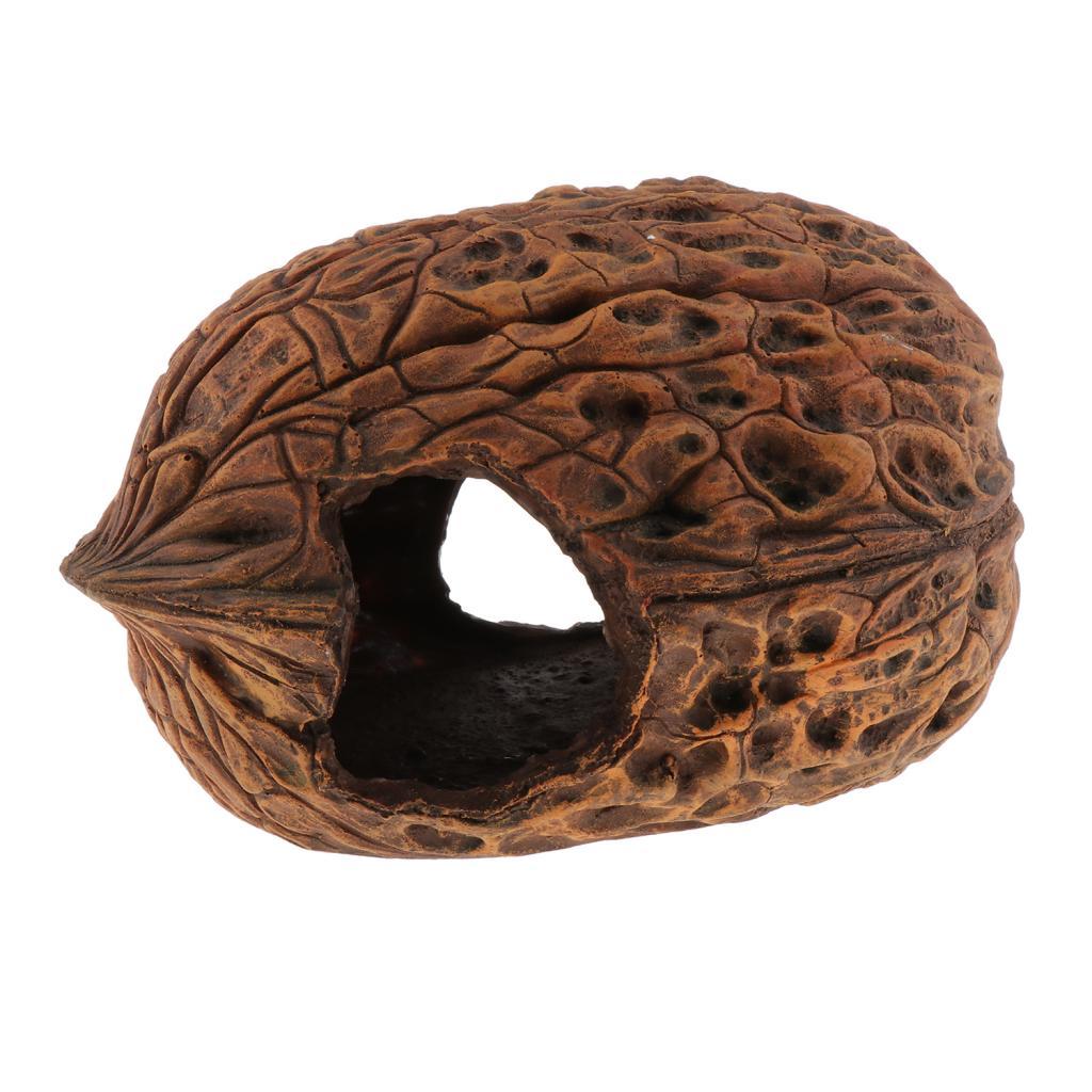 Reptile Walnut Shell Hide Cave， Habitat， Premium and Non - Resin