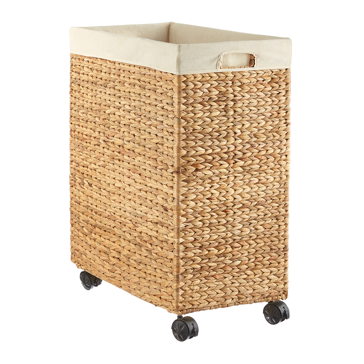 Water Hyacinth Rolling Laundry Cart