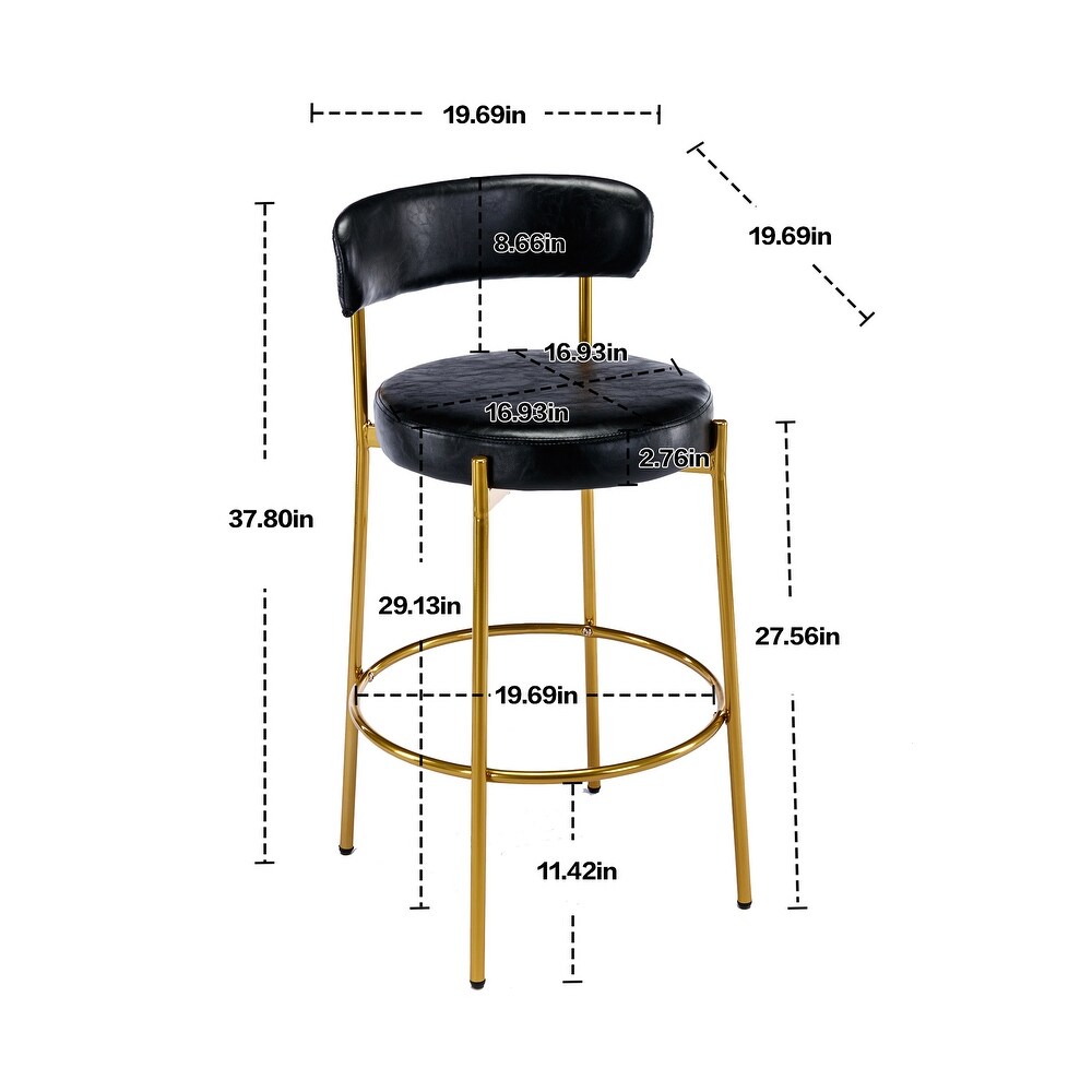 2 industrial armless bar stools with backrest and footstool