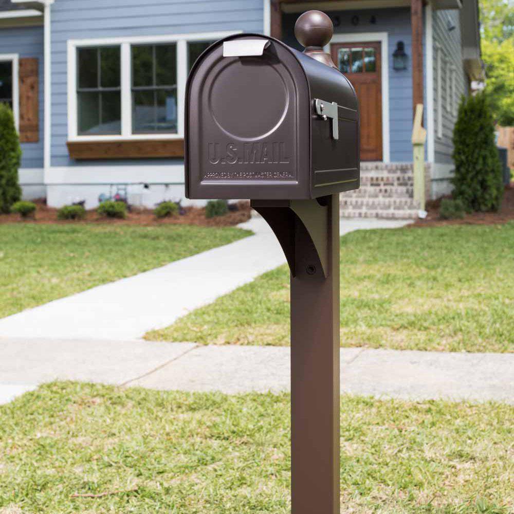 Gibraltar Mailboxes Northpointe Large， Steel Post Mount Mailbox， Venetian Bronze， NM160V01