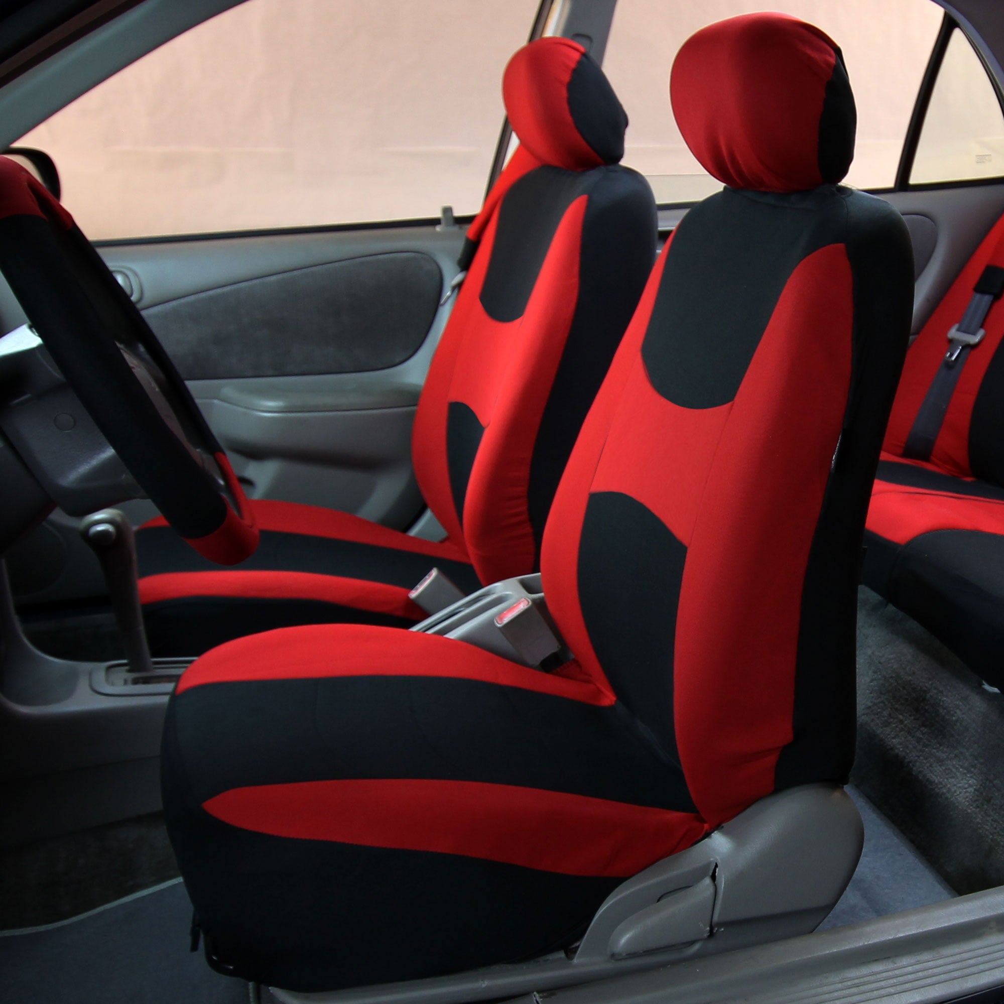 FH Group， Car Seat Covers for Auto SUV Van Truck 3 Row Red