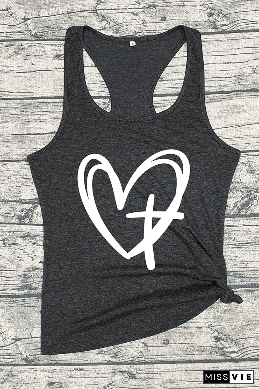 CROSS AND HEART Printed Sleeveless Tank Top Wholesale