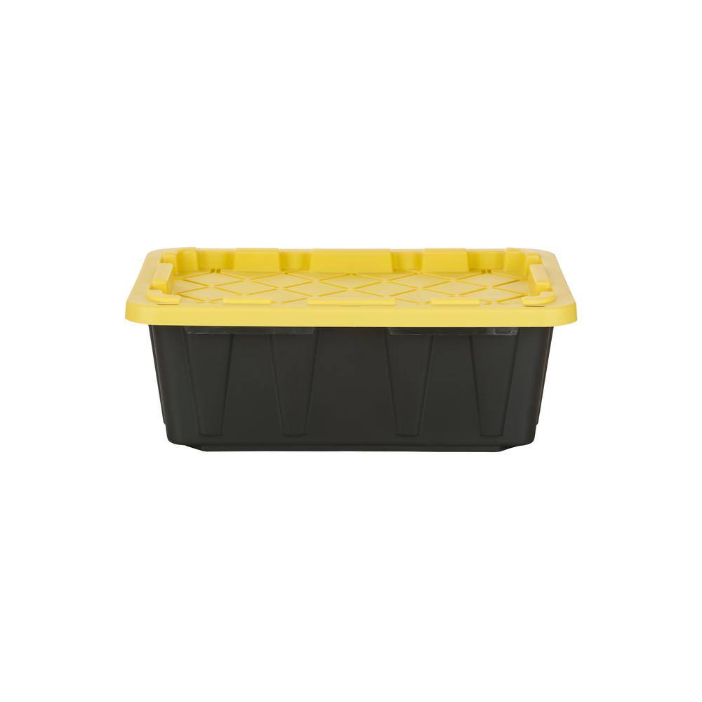 HDX 14 Gal. Tough Storage Tote in Black with Yellow Lid SW111