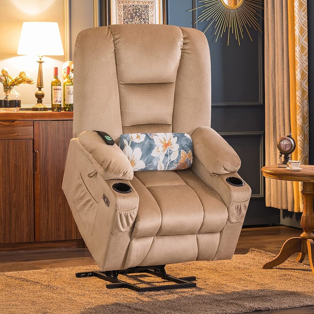 MCombo Large Electric Power Lift Recliner Chair with Massage and Heat for Elderly  Fabric 7549