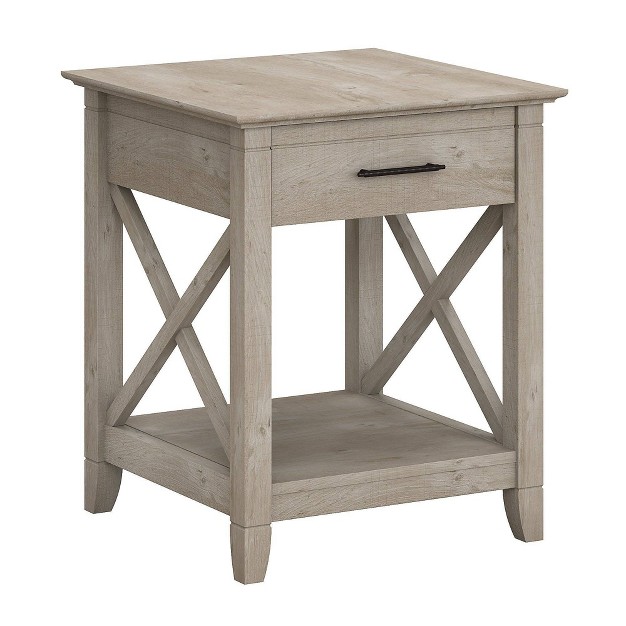 Key West End Table With Storage Washed Gray Bush Furniture