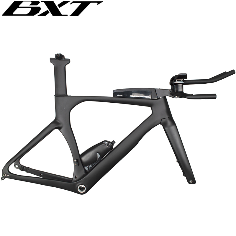 TT Bike Frame Carbon Time Trial Disc Brake Fixed Gear Bicycle Aero Shaping Time Trial TT Bike Frame 700C Complete Triathlon