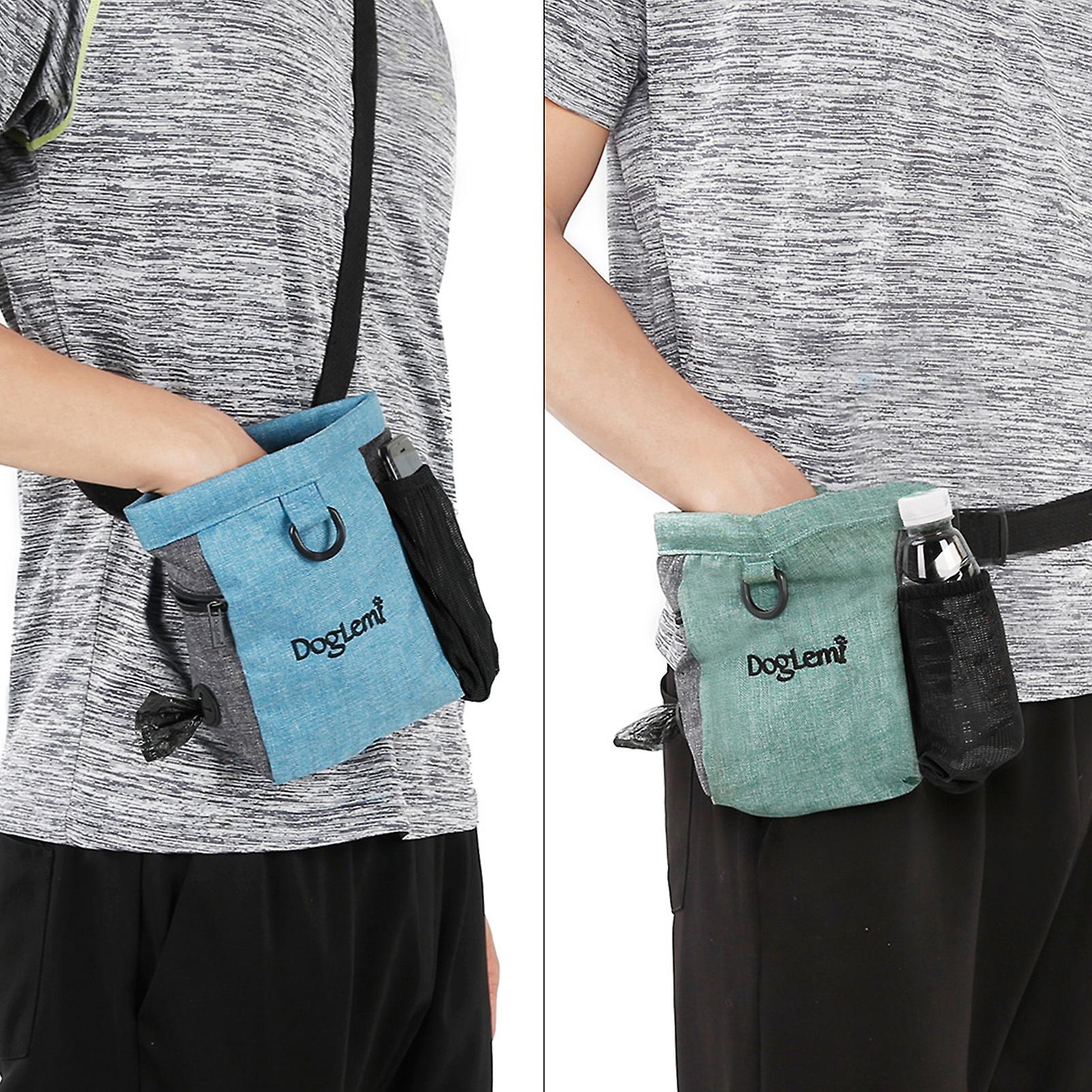 Dog Treat Pouch Food Dispenser Traning Bag Waist Bag Dog Walking Pet Bag Green