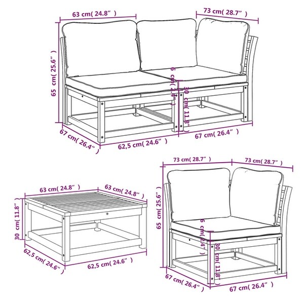 vidaXL Patio Sofa with Cushions 2Seater Outdoor Loveseat Solid Wood Acacia