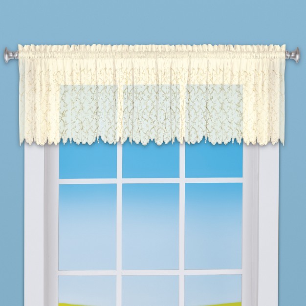 Collections Etc Sheer Splendor Rod Pocket Embroidered Window Valance