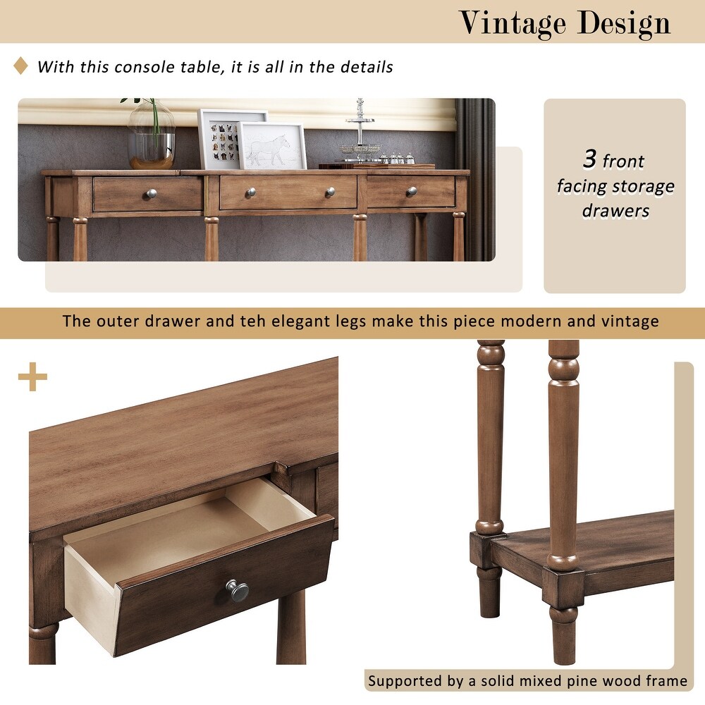 Sideboard Cabinet Classic Entryway Pine Side End Table Sofa Table Console Table with Storage Shelf   Drawer