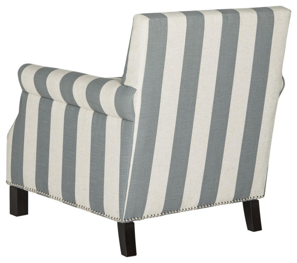 Jennifer Club Chair With Awning Stripes Silver Nail Heads Gray/White   Transitional   Armchairs And Accent Chairs   by Rustic Home Furniture Deco  Houzz