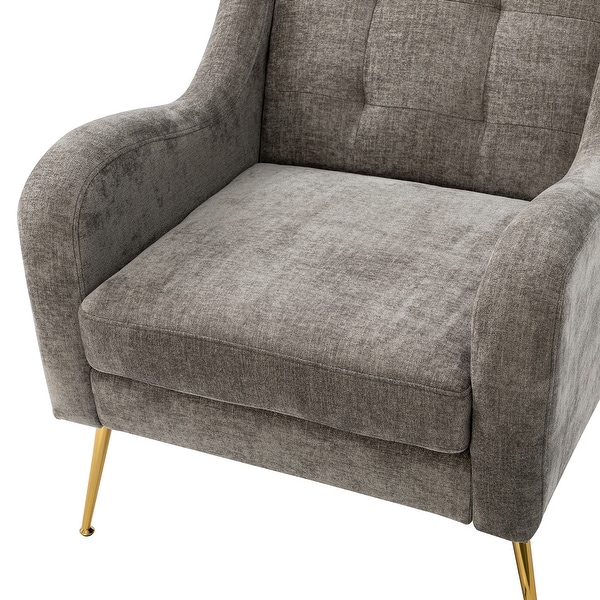 Hyperboreüs Comfy Tufted Armchair with Metal Base Set of 2 by HULALA HOME