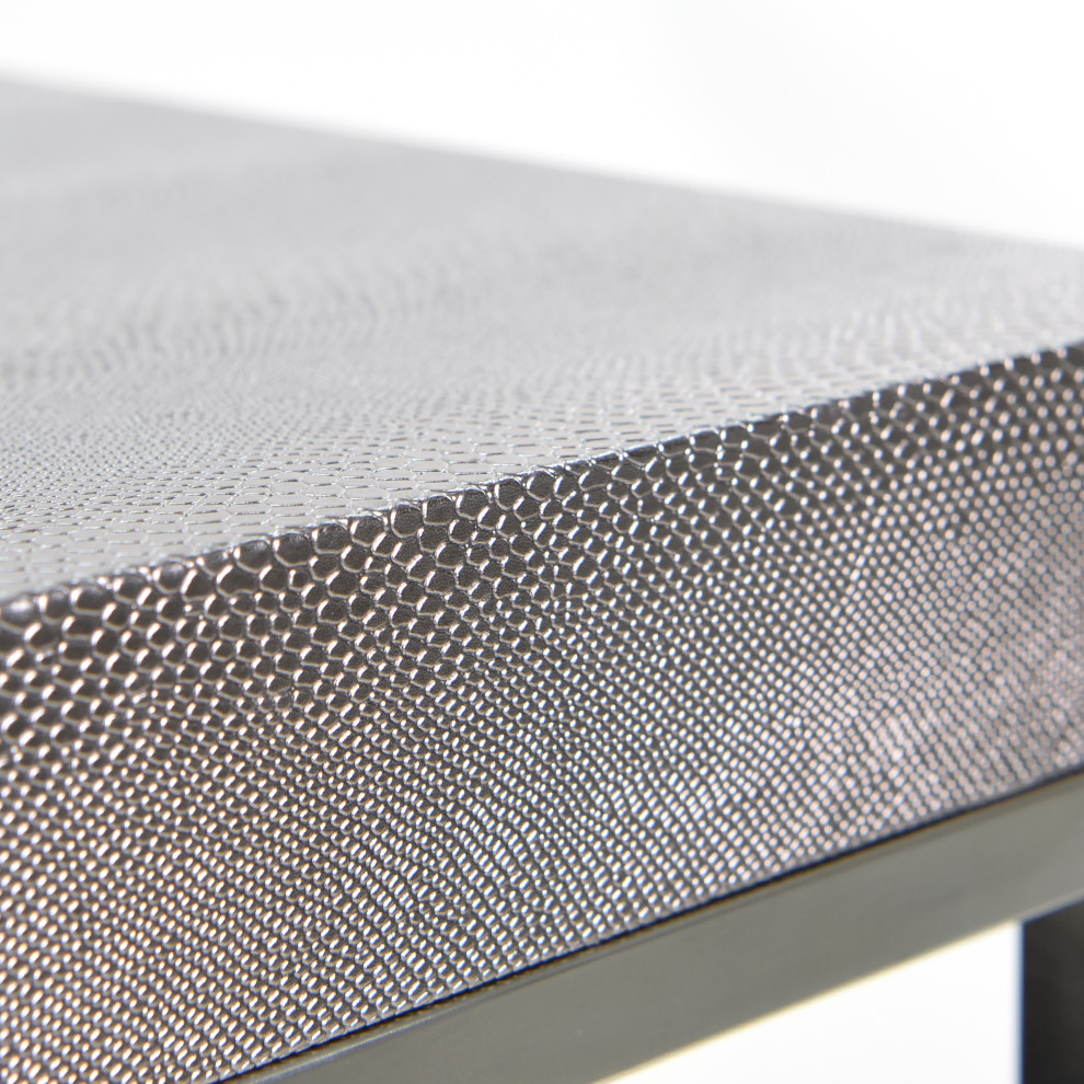 Silver Lizard Leather Tall Nesting Tables With Stainless Steel Legs   Contemporary   Coffee Table Sets   by Empire Art Direct  Houzz