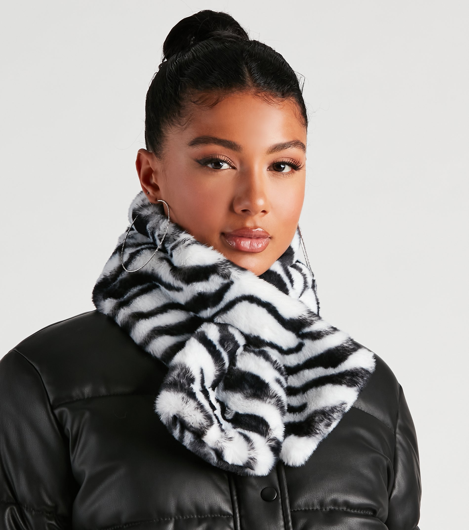 On Safari Faux Fur Zebra Scarf