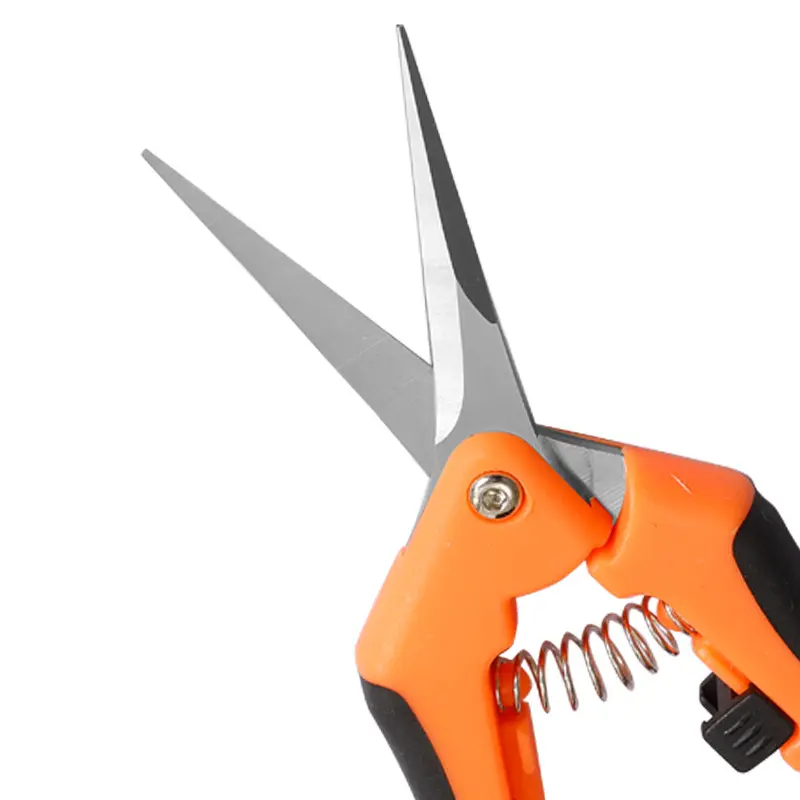 6.5 Inch Gardening Scissors Hand Pruner with Straight Stainless Steel Blades Orange Pruning Shear