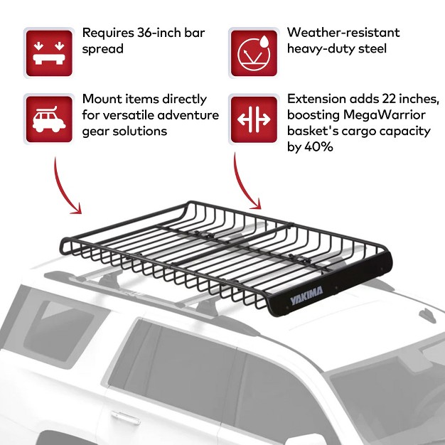 Yakima 16 Pound Megawarrior Power Grip Mount Heavy Duty Alloy Steel 40 Percent Length Extension Up To 22 Inch For Roof Cargo Basket