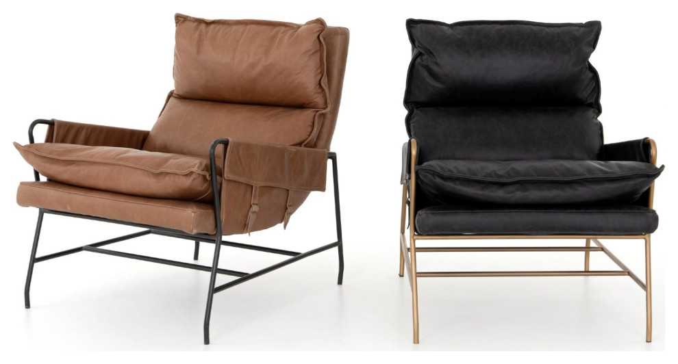 Taryn Chaps Saddle Leather Chair   Industrial   Armchairs And Accent Chairs   by Four Hands  Houzz