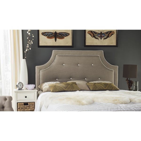 SAFAVIEH Tallulah Smoke/ White Piping Upholstered Arched Headboard (King) - - 11081550