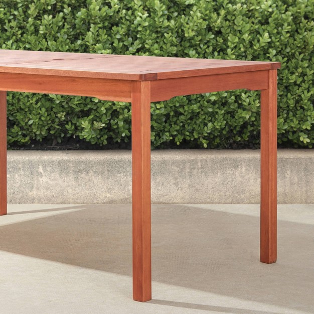 Azen Dylan Rectangular Coastal Eucalyptus Hardwood Patio Dining Table Reddish Brown Weather resistant Uv protected Outdoor Use