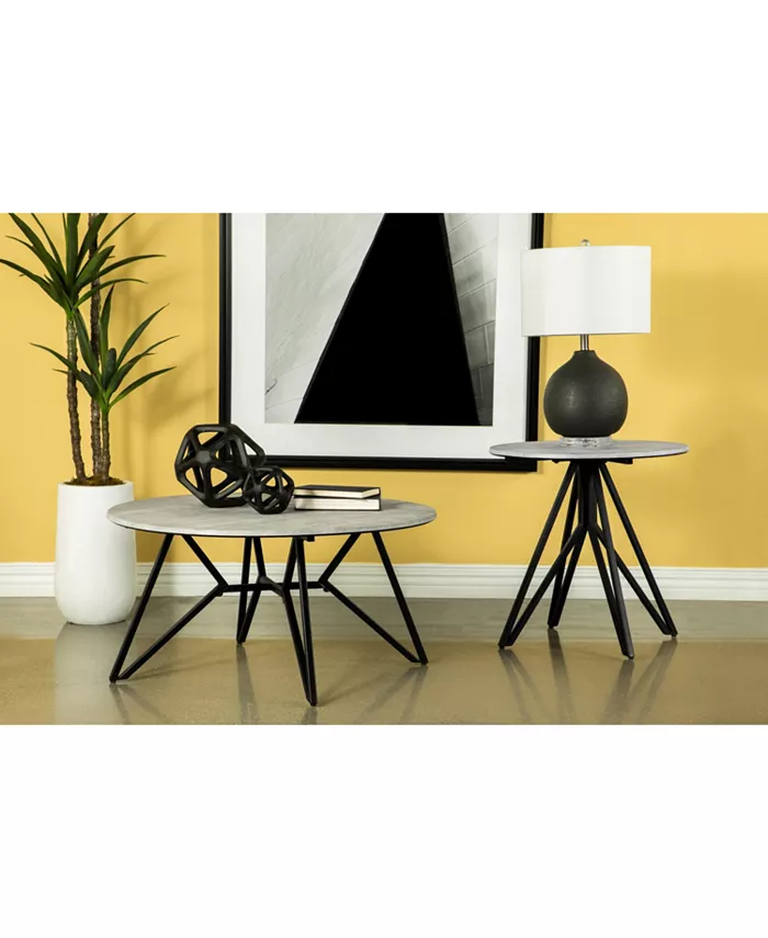 Coaster Home Furnishings 23.5 High Pressure Laminated Round End Table with Hairpin Legs