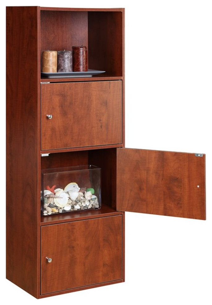 Convenience Concepts Xtra Storage Bookcase in Cherry Wood Finish   Contemporary   Bookcases   by Homesquare  Houzz