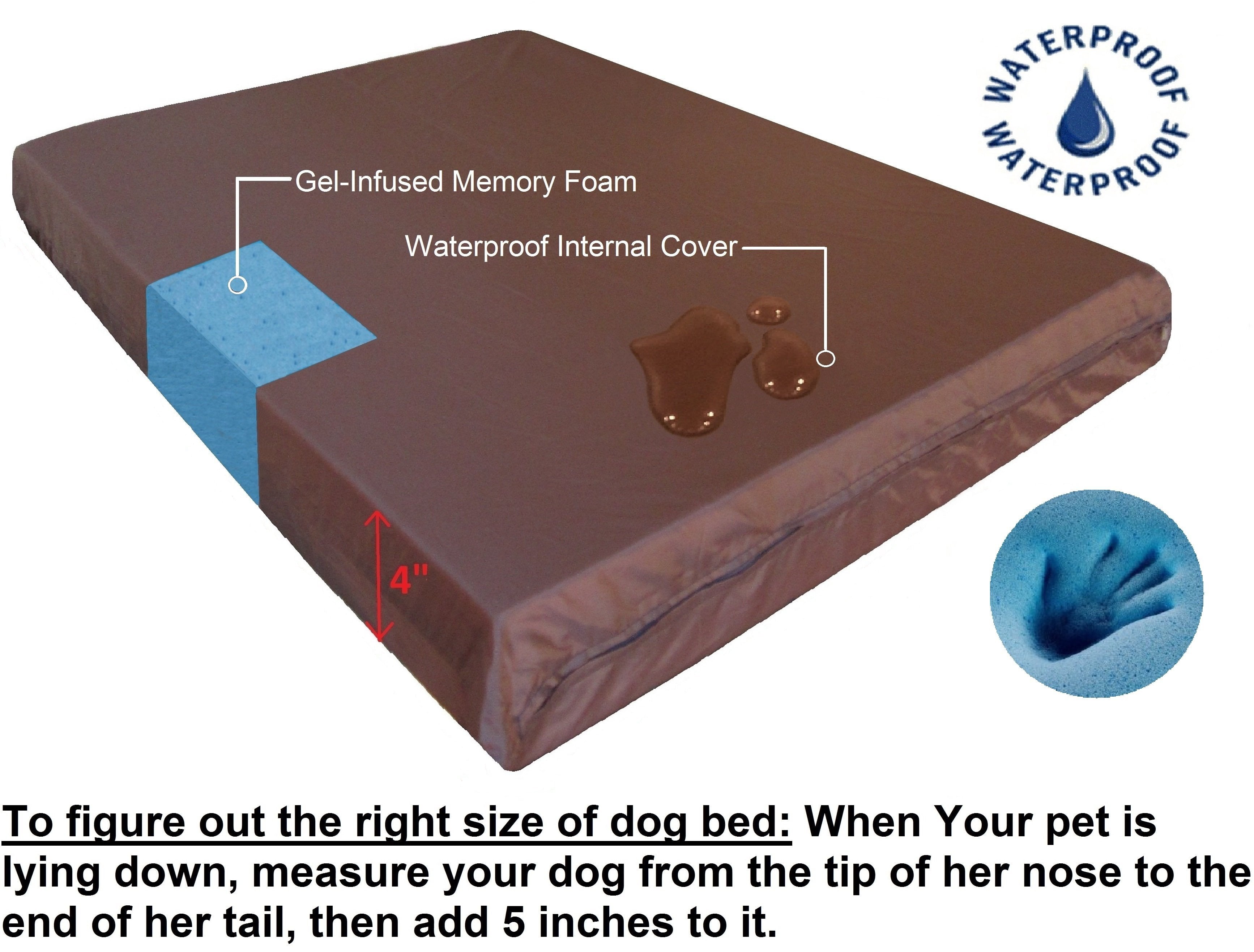 Medium Orthopedic Waterproof Memory Foam Dog Bed for Medium Pet 37