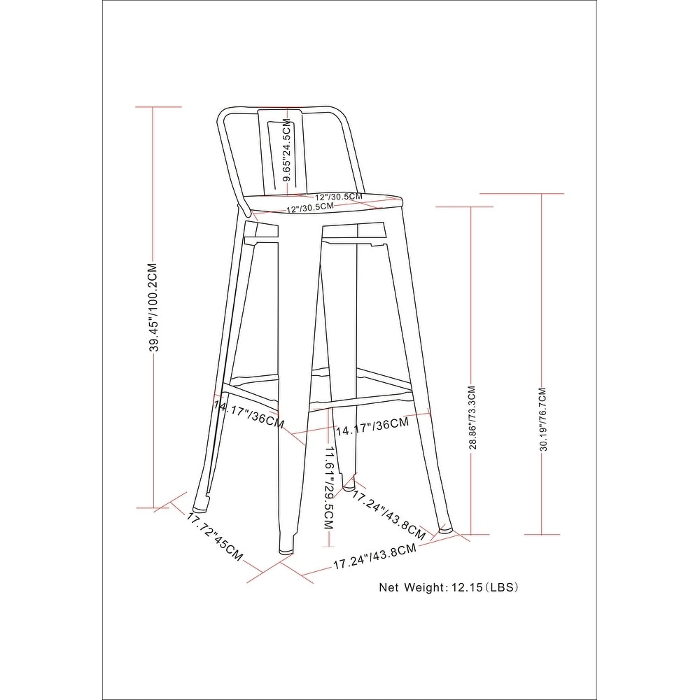 WYNDENHALL Josephine Industrial Metal Stool (Set of 4)