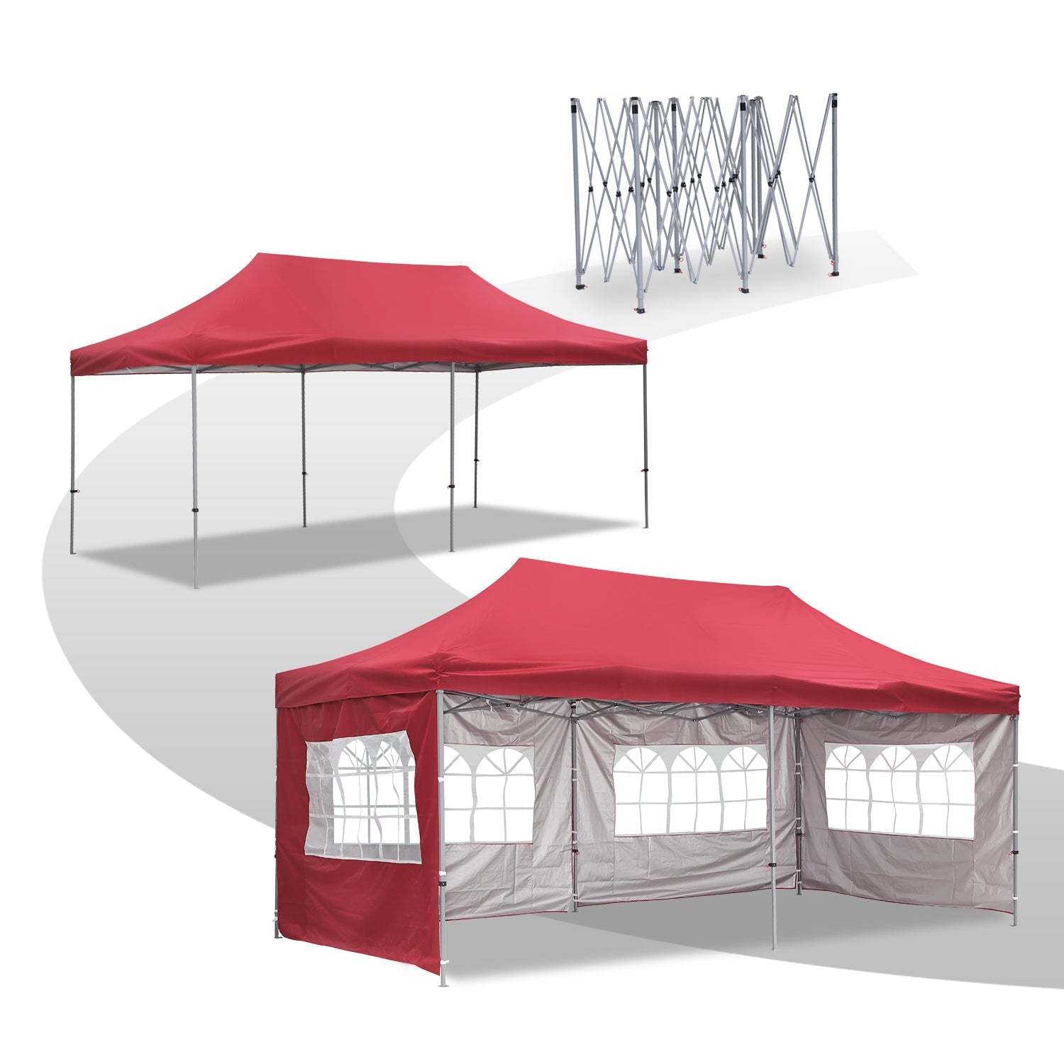 Ainfox 20' x 10' Red Instant Outdoor Canopie