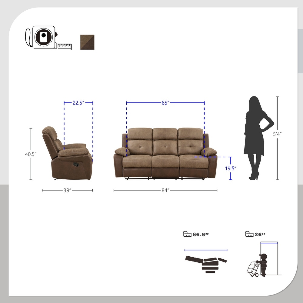 Jonnie 2 Piece Manual Reclining Living Room Sofa Set