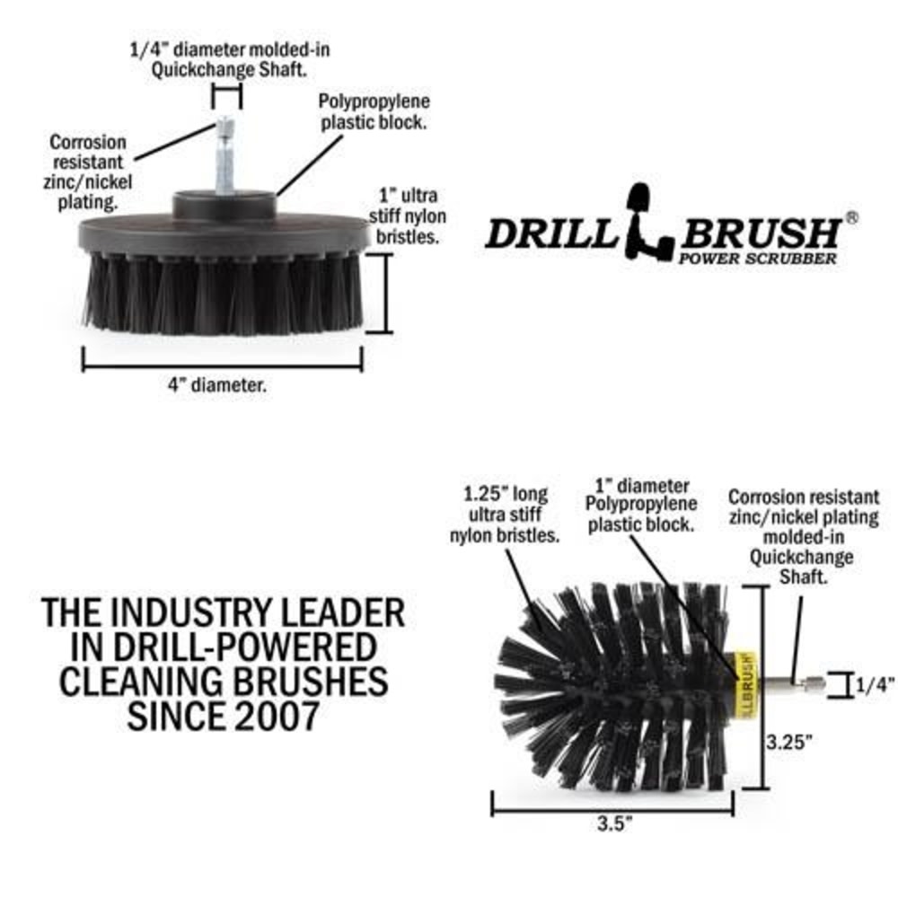 Drill Brush Grill and Heavy Duty Cleaning Kit Ultra Stiff Nylon Bristles， 2pc ;