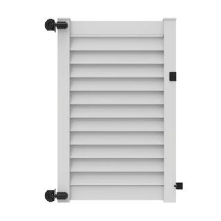 Barrette Outdoor Living Louvered 4 ft. x 6 ft. White Vinyl Privacy Fence Gate 73050570