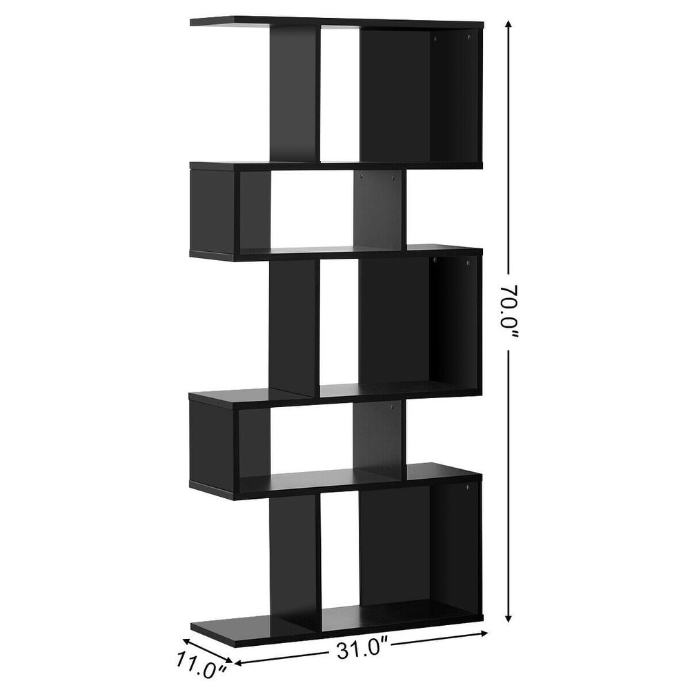 Stylish 5 Tier Geometric Wood Bookshelf   31\