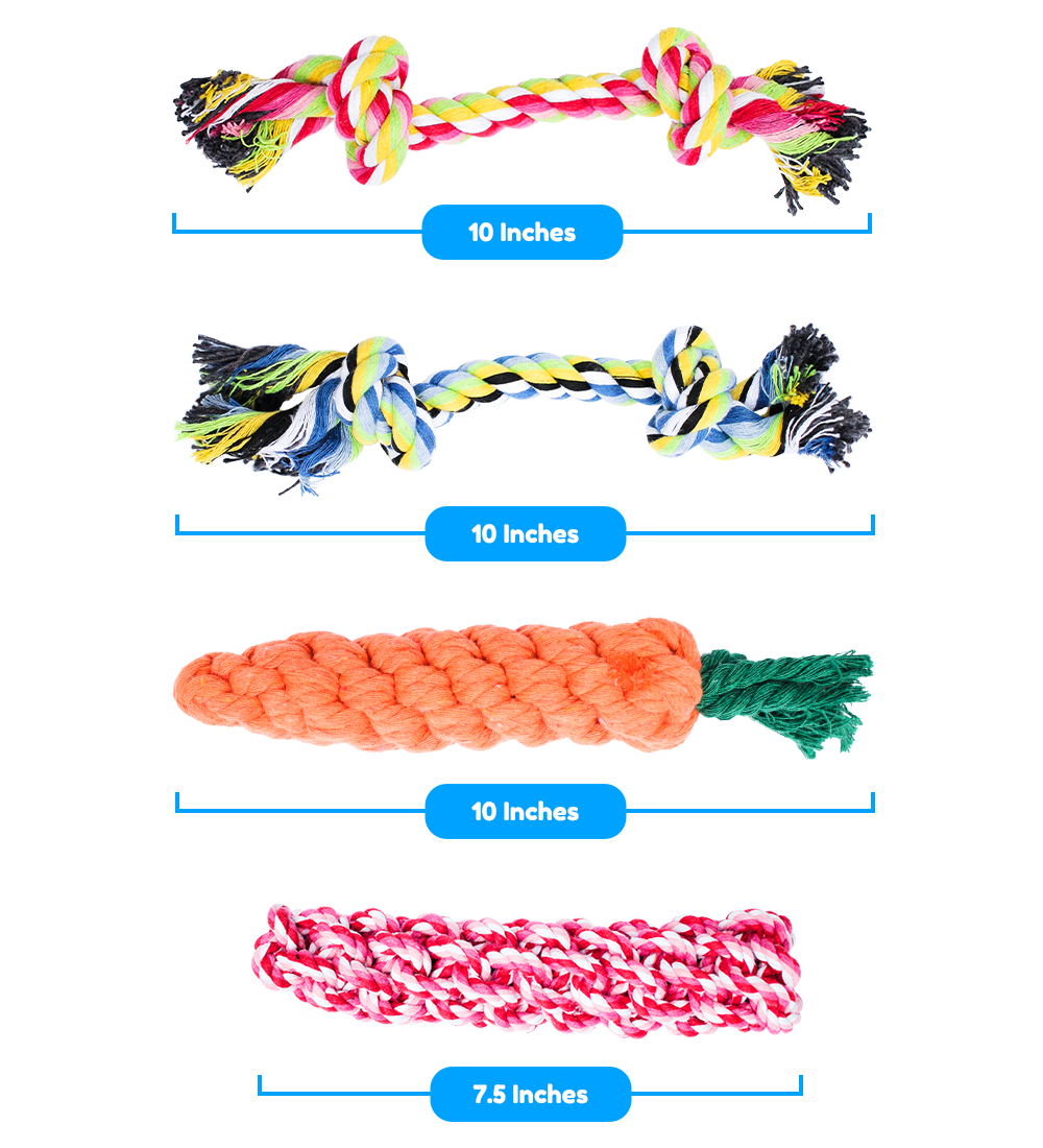 Pacific Pups Products Dog Rope Toys， Pack of 11 Dog Teething toys for Aggressive Chewers， Perfect for All Size Dogs