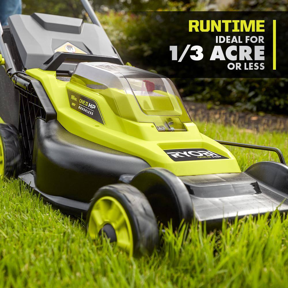 RYOBI ONE+ HP 18V Brushless 16 in. Cordless Battery Walk Behind Push Lawn Mower (Tool Only) P1109BTL