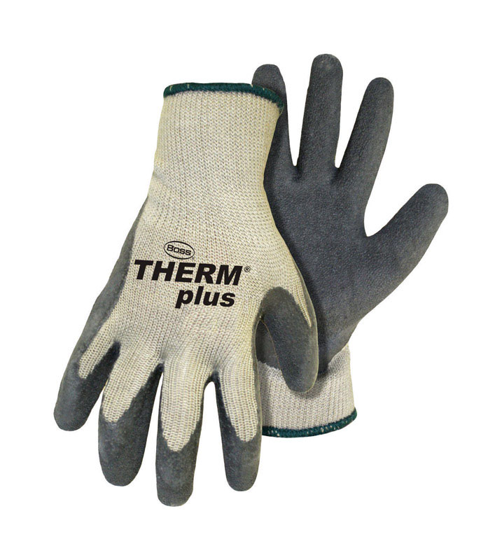 Boss Therm Plus Men\u0027s Indoor/Outdoor String Knit Work Gloves Gray/White M 1 pair