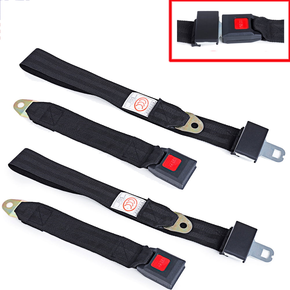 HOTSYSTEM Universal Lap Seat Belt 2 Point  Go Cart Car Truck Black 2Pack