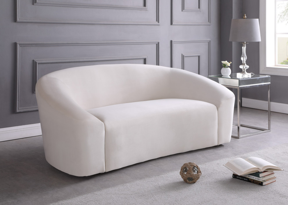 Riley Velvet Rounded Chair   Contemporary   Loveseats   by Meridian Furniture  Houzz