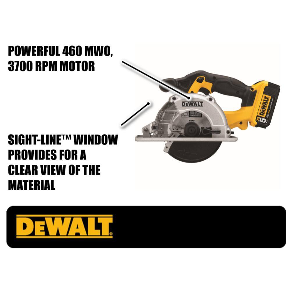 DEWALT DCS373P2 20-Volt MAX Cordless 5-1/2 in. Metal Cutting Circular Saw with (2) 20-Volt Batteries 5.0Ah